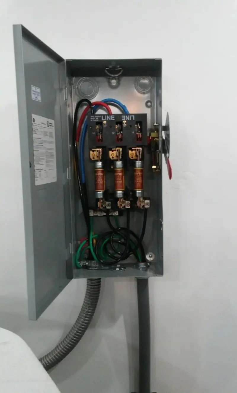 Three-phase disconnect switch installed for Electrical Wiring & Rewiring in South Harrison